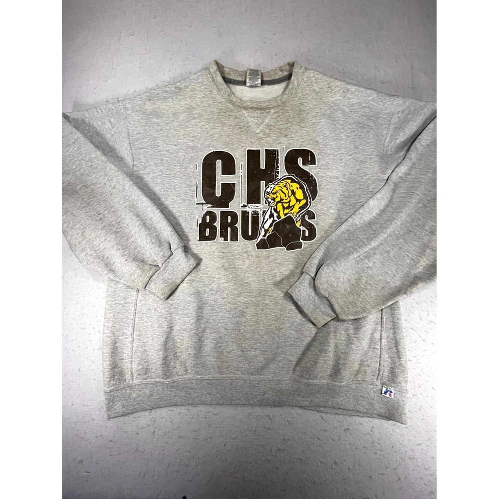 Russell Athletic CHS Bruins Sweatshirt Mens 2XL Heather Gray Crewneck Pullover